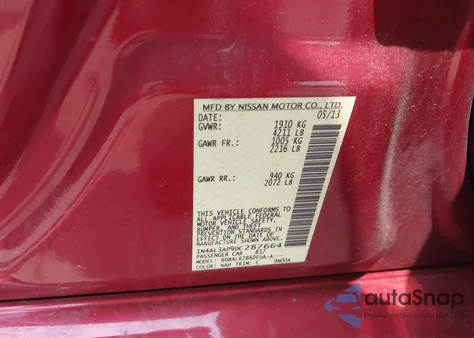 2013 Nissan Altima 2.5 S from USA, damaged, VIN 1N4AL3AP9DC287664